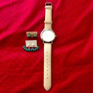 Wrist Watch and Earrings Set
